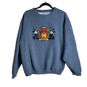 Disney Vintage Walt Disney World Castle Mickey Crest Gray Sweatshirt Medium